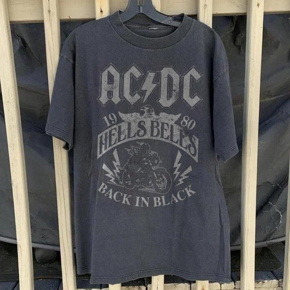 Acdc Hells Bells 1980 Rock N Roll Retro Music Fan Streetwear T-Shirt